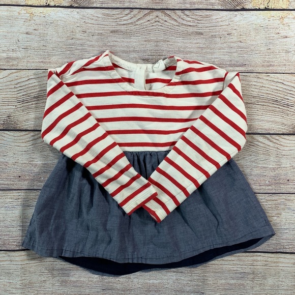 Gap dress red white stripe chambray bottom